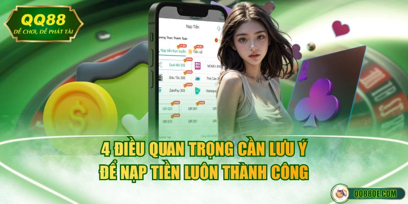 Nạp Tiền QQ88 - Hướng Dẫn 3 Cách Thuận Tiện, An Toàn 2026 4 4 điều quan trọng cần lưu ý để nạp tiền luôn thành công